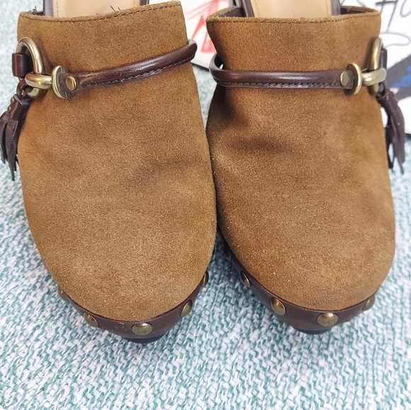 Coach Studded Suede Clogs, sz 8.5 - Picture 5 of 10